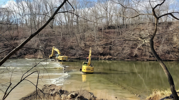 Concrete debris removed during in-stream dam demolition