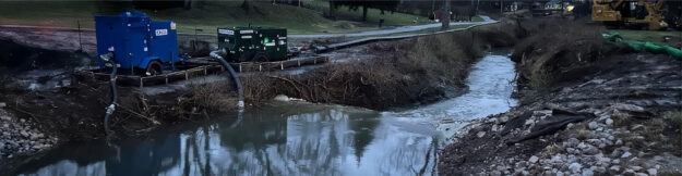 Reconstructed stream channel with rock stabilization in a Toledo, Ohio park
